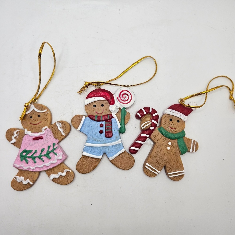 Gingerbread Christmas Ornaments Set of 3 Cookie Tree Decor